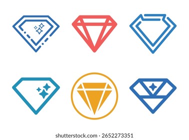 Minimalist Diamond Icon Set Elegant Designs for Modern Branding and Creative Projects Collection of Simple Line Art