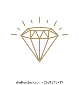 vetor de logotipo de diamante minimalista, ícone de linha simples para joias, pedras preciosas e ilustração de design de marca de luxo