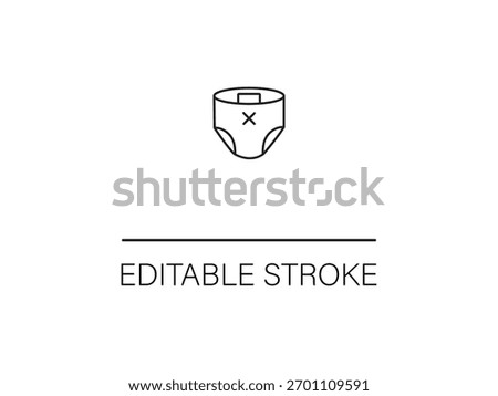 Minimalist diaper icon with editable stroke for baby care designs and parenting resources in modern style for web and print projects.