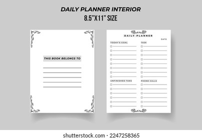 Minimalist diary, daily, monthly and weekly planner pages design collection set of vector template