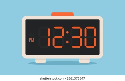 Reloj despertador digital minimalista con pantalla led. Icono de Vector para su uso en artículos, App y materiales educativos relacionados con la gestión del tiempo, la productividad, las rutinas matutinas o la tecnología del hogar inteligente