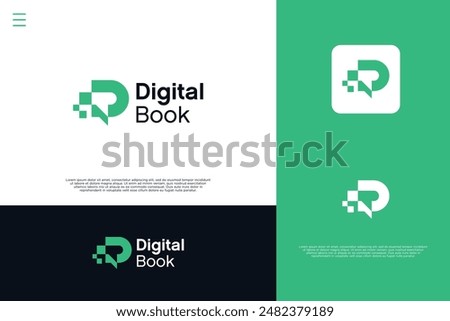 Minimalist digital book logo design