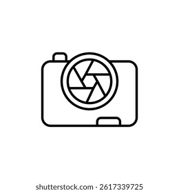 Minimalist digital camera outline vector illustration, photography gear