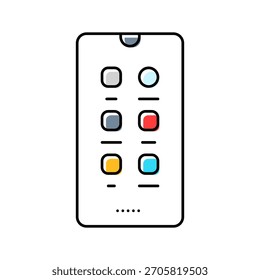 Dispositivo digital minimalista Mindful Tech Color Icono Vector. Dispositivo digital minimalista Mindful Tech Sign. Ilustración de símbolo aislado