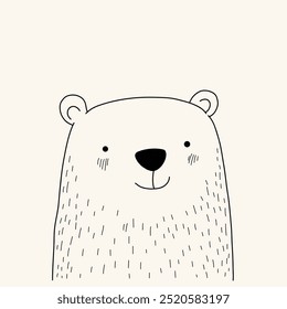 Minimalist digital drawing cute bear