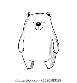 Minimalist digital drawing cute bear