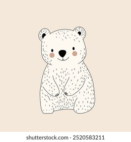 Minimalist digital drawing cute bear