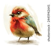 Minimalist digital drawing cute bird
