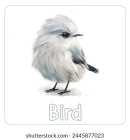 Minimalist digital drawing cute bird