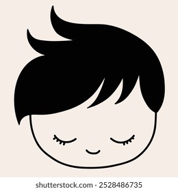 Minimalist digital drawing cute boy