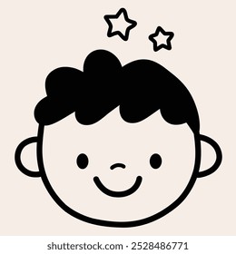 Minimalist digital drawing cute boy