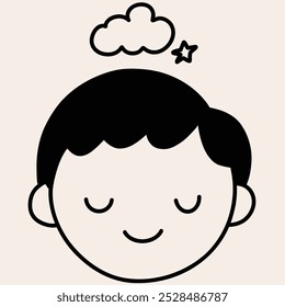 Minimalist digital drawing cute boy
