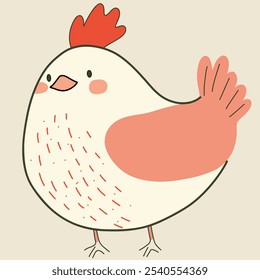 Minimalist digital drawing cute chicken