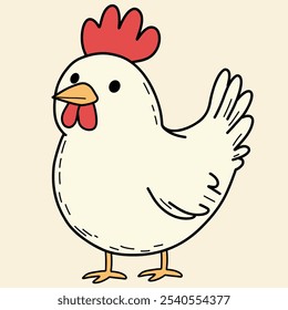 Minimalist digital drawing cute chicken