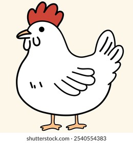 Minimalist digital drawing cute chicken