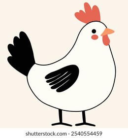 Minimalist digital drawing cute chicken