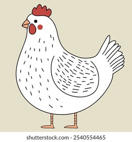 Minimalist digital drawing cute chicken