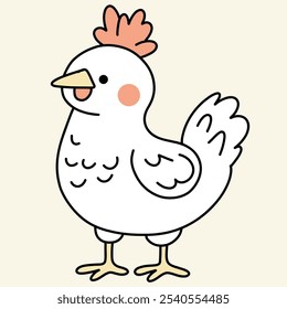 Minimalist digital drawing cute chicken