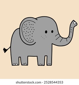 Minimalist digital drawing cute elephant