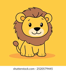 Minimalist digital drawing cute lion