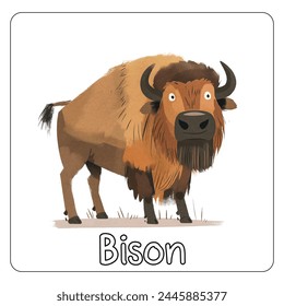 Minimalist digital drawing woodland bison