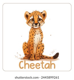 Minimalist digital drawing woodland cheetah