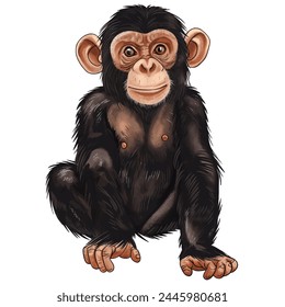 Minimalist digital drawing woodland chimpanze