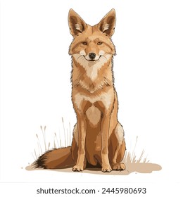 Minimalist digital drawing woodland coyote