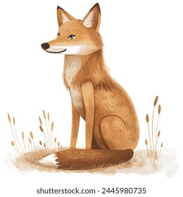 Minimalist digital drawing woodland coyote