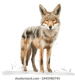 Minimalist digital drawing woodland coyote