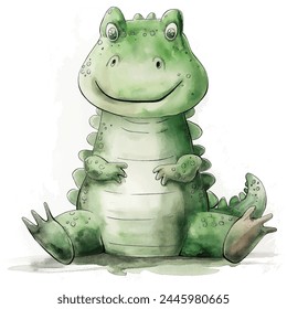 Minimalist digital drawing woodland crocodile