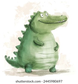 Minimalist digital drawing woodland crocodile