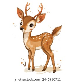 Minimalist digital drawing woodland deer