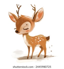 Minimalist digital drawing woodland deer