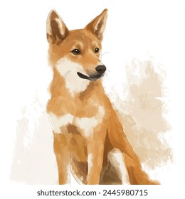 Minimalist digital drawing woodland dingo