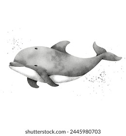 Minimalist digital drawing woodland dolphin