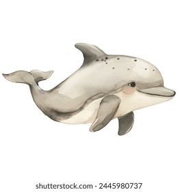 Minimalist digital drawing woodland dolphin