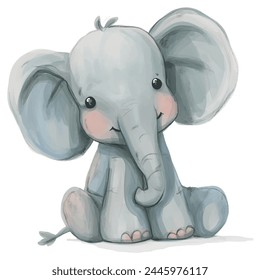 Minimalist digital drawing woodland elephant