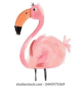 Minimalist digital drawing woodland flamingo