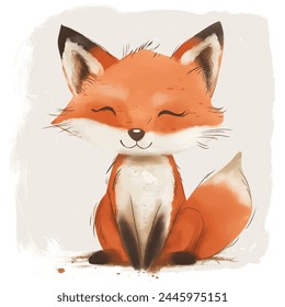 Minimalist digital drawing woodland fox
