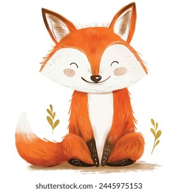 Minimalist digital drawing woodland fox