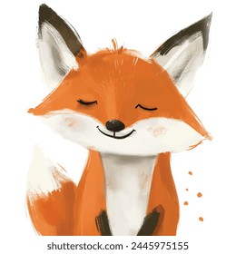 Minimalist digital drawing woodland fox