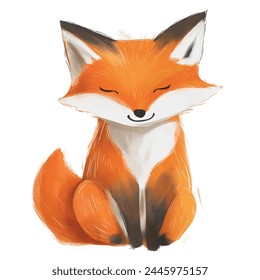 Minimalist digital drawing woodland fox