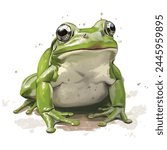 Minimalist digital drawing woodland frog