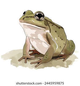 Minimalist digital drawing woodland frog