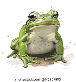 Minimalist digital drawing woodland frog