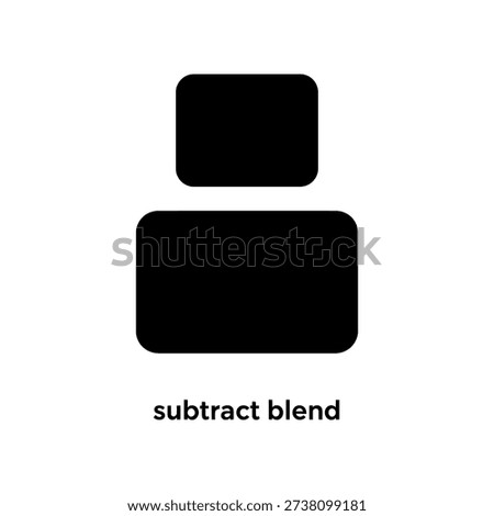 Minimalist digital graphic featuring two black shapes demonstrating subtract blend mode for design and editing software tutorials.