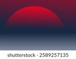 Minimalist digital illustration of a red half-sun setting or rising over a dark gradient horizon, creating a tranquil and atmospheric scene