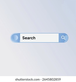 a minimalist, digital illustration of a search bar against a gradient background. The search bar is the central focus, horizontally oriented and positioned in the middle of the frame.