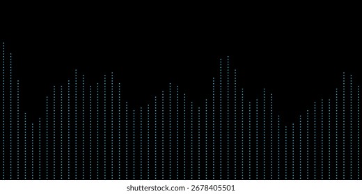 Minimalist digital wave patterns on black vector tech background.